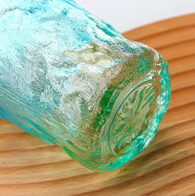 LID Transparent Clear Can Glass 350ml Creative Portable Leak Proof Color Bark Pattern