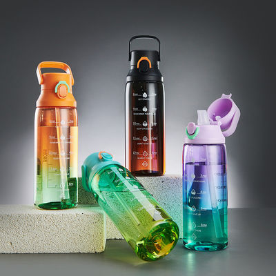 Direct Drinking Plastic Gradient Color 750ml Portable Sports Water Bottle for Travel