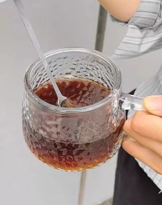 Breakfast Cup with Handle Cover and Lid Transparent Glass Coffee Cup 12.5*13*8cm