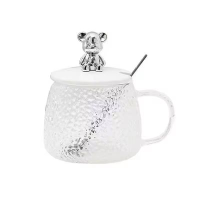 Minimalist Design Glass Coffee Mug with Handle Lid Spoon High Appearance 380ml Capacity