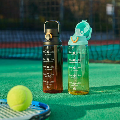 Large Capacity Gradient Water Bottle With Handle and Straw for Outdoor Sports 750ML