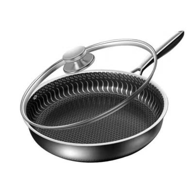 One Handle Stainless Steel 3 Layers Non-stick Honeycomb Frying Pan for Durable Kitchenware