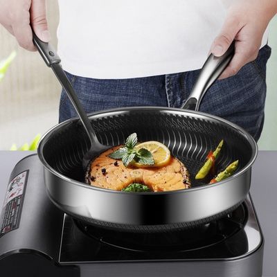 One Handle Stainless Steel 3 Layers Non-stick Honeycomb Frying Pan for Durable Kitchenware