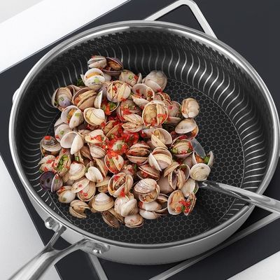One Handle Stainless Steel 3 Layers Non-stick Honeycomb Frying Pan for Durable Kitchenware