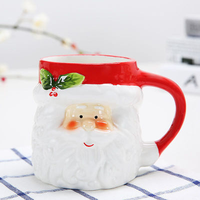 Custom 3D Ceramic Christmas Mug 8*10Cm Santa Reindeer Penguin Snowman For Hot Drinks