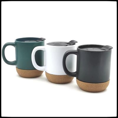 Minimalist Design Style 400ml Large Ceramic Mug With Cork Bottom For Tea and Coffee