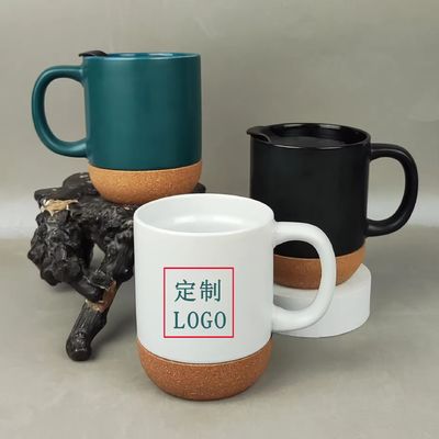 Minimalist Design Style 400ml Large Ceramic Mug With Cork Bottom For Tea and Coffee