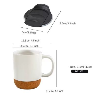 Minimalist Design Style 400ml Large Ceramic Mug With Cork Bottom For Tea and Coffee