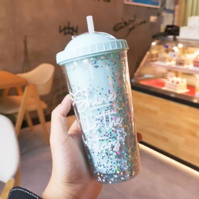 Double Wall 550ml Bpa Free Glitter Ice Cream Tumbler for Travel-Friendly