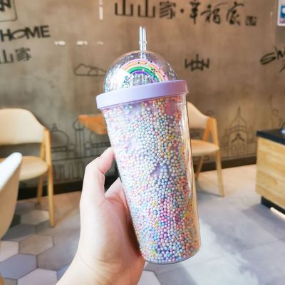 Double Wall 550ml Bpa Free Glitter Ice Cream Tumbler for Travel-Friendly