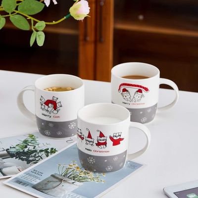 Custom Logo 14 oz Ceramic Christmas Cup Portable Reusable Fun Chocolate Mug Christmas Gift