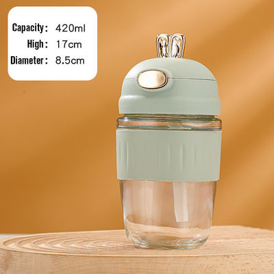Customized Logo Acceptable Portable Reusable Eco-Friendly Glass Water Cup With Straw