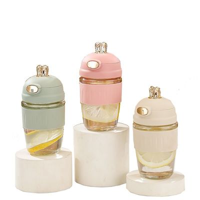 Customized Logo Acceptable 420ml Glass Rabbit Ears Silicone Set for Delicate Gift