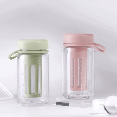 Portable Plastic Water Bottle Simple Style with Teainfuser and 450ml/600ml Capacityline