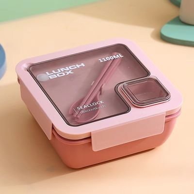 Reusable Portable Plastic Bento Lunch Box for All Applicable People at School Style