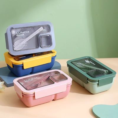 Reusable Portable Plastic Bento Lunch Box for All Applicable People at School Style