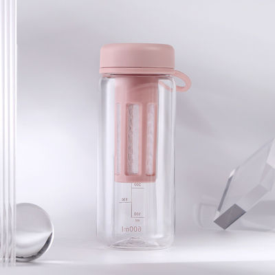 Portable Plastic Water Bottle Simple Style with Teainfuser and 450ml/600ml Capacityline