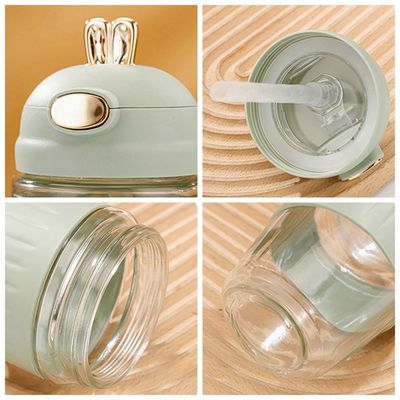 420ml Glass Water Cup With Straw Coffee Mug For Outdoor Activity Climbing Eco-Friendly
