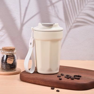 Custom Logo Mugs Stainless Steel Tumbler 420ml Travel Cup with Lid and Rope With Rope