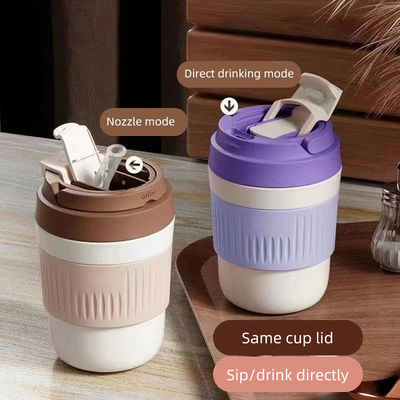 400ml/550ml Portable Coffee Cups Reusable Coffee Mug with Lid and Straw 2024 Design