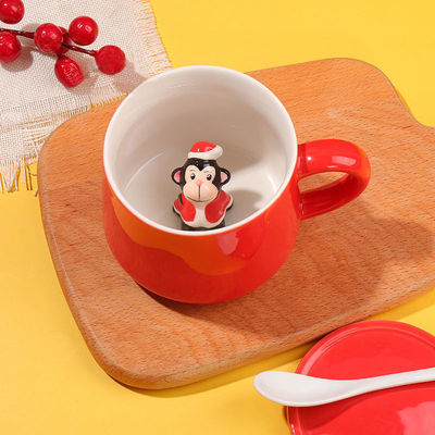 350ml Christmas Mug Handmade Ceramic Teacup for Sustainable Gifts and Creative Design
