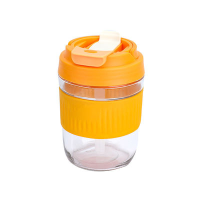 Accepatble OEM/ODM 400/550ml Spill Proof Double Drinking Glass Cup with Silicone Sleeve