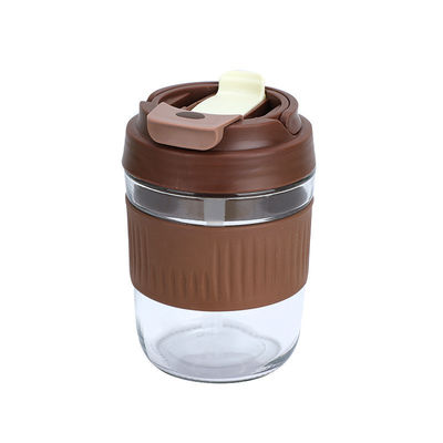 Accepatble OEM/ODM 400/550ml Spill Proof Double Drinking Glass Cup with Silicone Sleeve