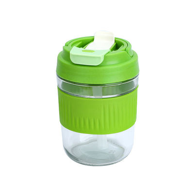 Accepatble OEM/ODM 400/550ml Spill Proof Double Drinking Glass Cup with Silicone Sleeve