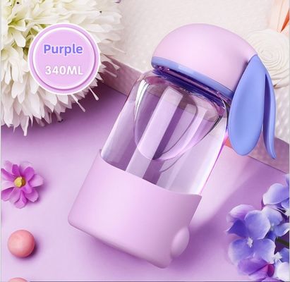 Water Glass Cup with Creative Cartoon Rabbit Design and Portable Leakproof Sealed Design