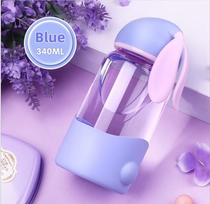 Water Glass Cup with Creative Cartoon Rabbit Design and Portable Leakproof Sealed Design