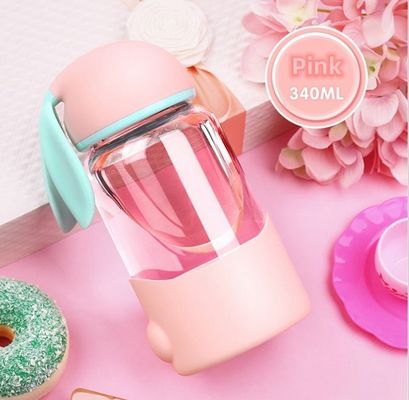 Water Glass Cup with Creative Cartoon Rabbit Design and Portable Leakproof Sealed Design