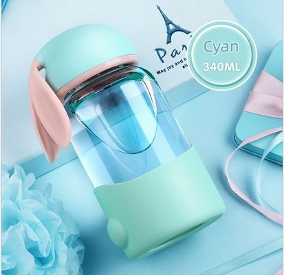 Water Glass Cup with Creative Cartoon Rabbit Design and Portable Leakproof Sealed Design