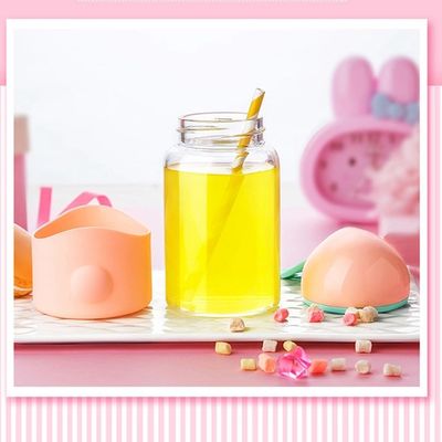 Water Glass Cup with Creative Cartoon Rabbit Design and Portable Leakproof Sealed Design