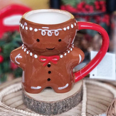 MUGS Drinkware Type 10OZ Ceramic Christmas Coffee Mug with Cute Gingerbread Man Design