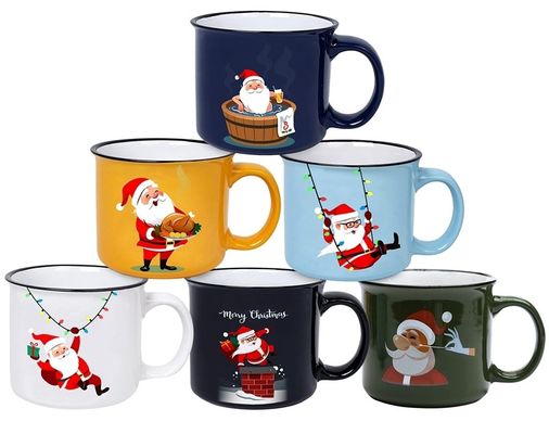14oz Tumble-proof Ceramic Christmas Water Cup With Handle for Santa's Milk and Cookies