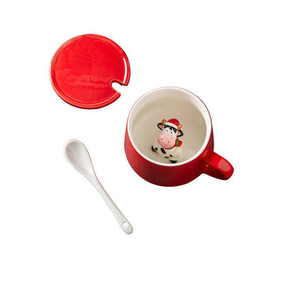 Custom 350ml Ceramic Coffee Mug with Lid and Handle in Minimalist Party Holiday Design
