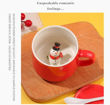 Custom 350ml Ceramic Coffee Mug with Lid and Handle in Minimalist Party Holiday Design