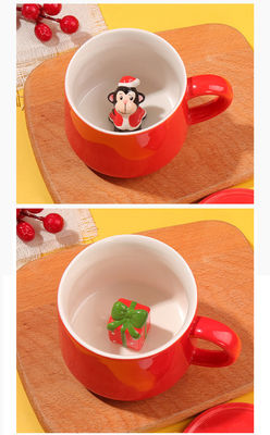 Custom 350ml Ceramic Coffee Mug with Lid and Handle in Minimalist Party Holiday Design
