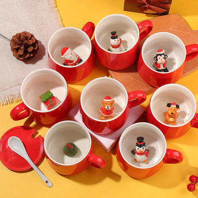Custom 350ml Ceramic Coffee Mug with Lid and Handle in Minimalist Party Holiday Design