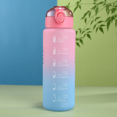 1000ml Portable Leakproof BPA Free Water Bottle With Time Marker and Straw for Sports