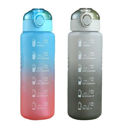 1000ml Portable Leakproof BPA Free Water Bottle With Time Marker and Straw for Sports