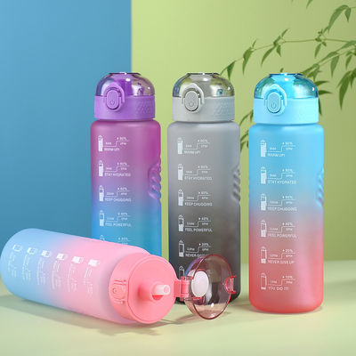 1000ml Portable Leakproof BPA Free Water Bottle With Time Marker and Straw for Sports