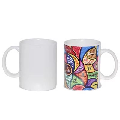Safe Food Grade Ceramic Mug 11 oz White Custom Patterned Size Coffee Cup for Office