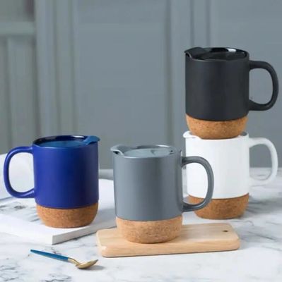 Custom Creative Simple Cork Bottom 450 Ceramic Cup for Sustainable Drinkware Type