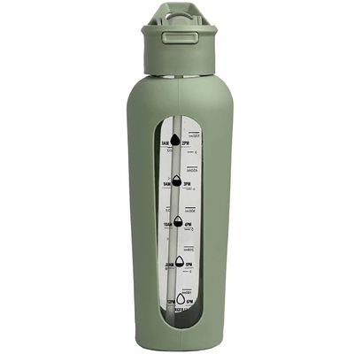 700ml/1000ml Portable Custom Logo Glass Bottles with Silicone Sleeves and Time Stamp