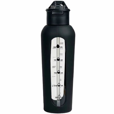 700ml/1000ml Portable Custom Logo Glass Bottles with Silicone Sleeves and Time Stamp
