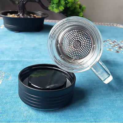 Classical Style Transparent Glass Insulated Water Cup with Handles and Tea Compartments
