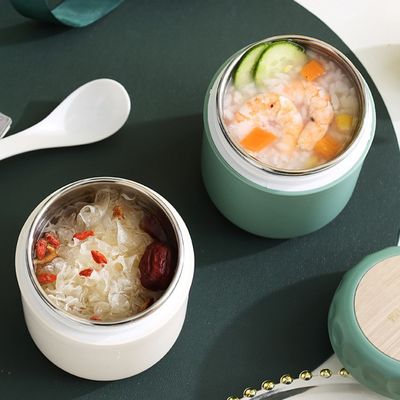 Portable 400ml 304 Food Grade Stainless Steel Insulated Soup Cup with Wide Mouth and Spoon
