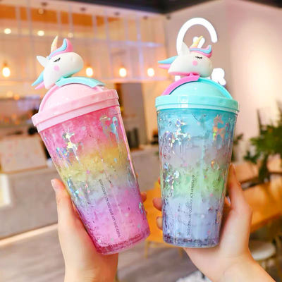 Stay Hydrated in Summer with Minimalist Design Style Unicorn Plastic Ice Drinking Cup