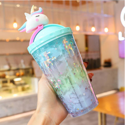 Stay Hydrated in Summer with Minimalist Design Style Unicorn Plastic Ice Drinking Cup